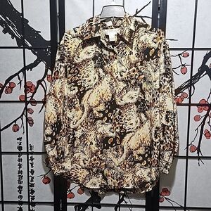 Jordan Vintage Lion Print‎ Long Sleeve Shirt Size Large